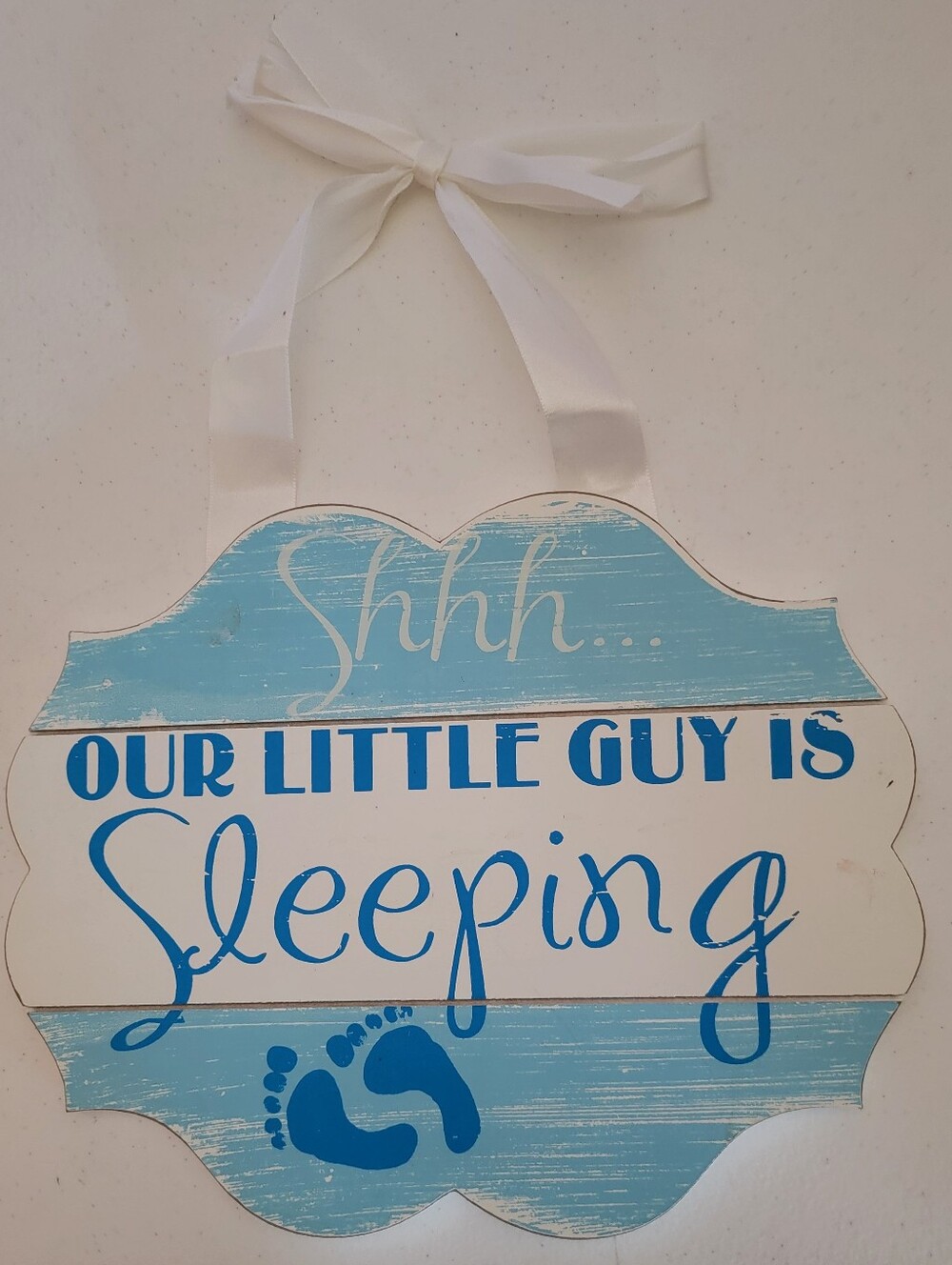 Hobby Lobby Blue 'Our Little Guy Is Sleeping' Nursery Wall Plaque